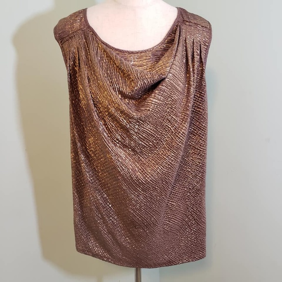 Notations Tops - Notations Brown Shimmer Sleeveless Top
